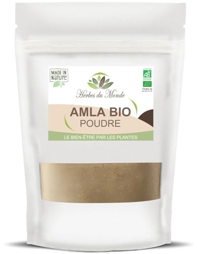 Herbes du Monde - Polvo de Amla Orgánico 250g Certificado AB: Superalimento, Aumenta la Vitamina C, el Apoyo Digestivo y el Bienestar Natural. Nutrientes Ricos para el Cuerpo/Mente - 1 sobre
