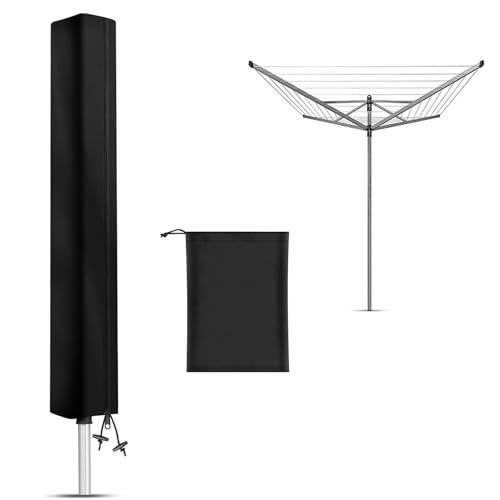 OWLMATE Sechoir Parapluie, Etendoir a Linge Exterieur 18 x 18 x 180 cm, Etendoir Linge Interieur Tissu Oxford Imperméable avec Fermeture Éclair – Noir