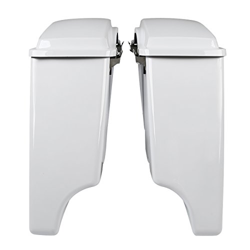 Alforjas rígidas estiradas blancas de 5 pulgadas para modelos Harley Touring 1993-2013 (FLT, FLHT, FLHTCU, FLHRC, Road King, Road Glide, Street Glide, Electra Glide, Ultra-Classic) miniatura 3