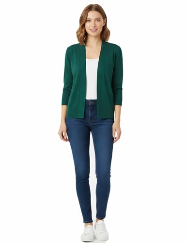 Image of Allsense Women's 3 /4 Sleeve Cropped Shrug Cardigan | Classic Bolero, Open-Front, Lightweight Soft Fine Knit Cover Up