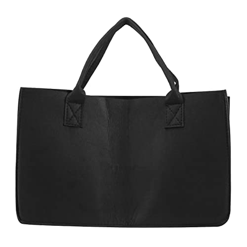 Losueeun Chimenea Bolsa de Almacenamiento de Fieltro Cesta de Periódicos Bolsa de Quemador de Fieltro Plegable Cesta Negro