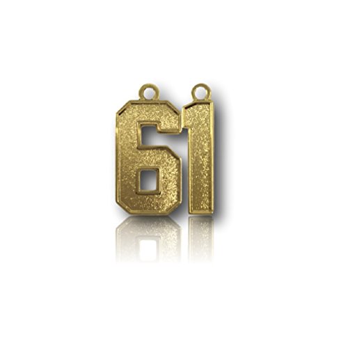 Number 61 Gold Plated Jersey Style Sports Necklace Charm Pendant (0.8