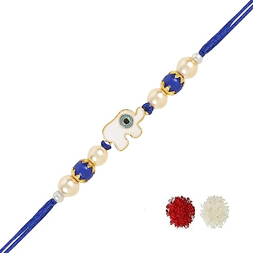 Image of I Jewels Enamel Evil Eye Combo Rakhi Set of 5 with Roli Chawal & Rakshabandha Card For Brother /Bhai /Bro /Men /Kids /Boys (RE-CO) (Pack of 5)