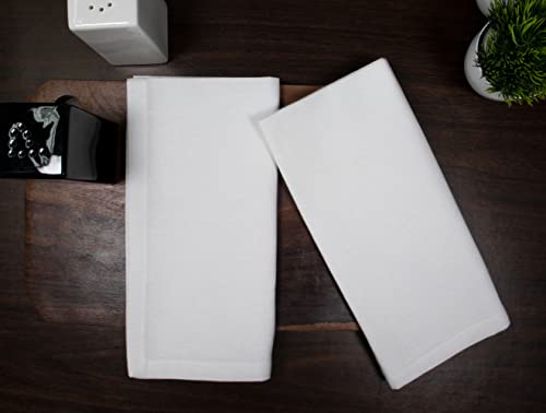 Purpleessences Set Of 12 Cloth Dinner Napkins 100% Cotton Mitered Corners - Soft Durable Washable - Ideal For Events Wedding Easter - Perfect Everyday Use Table Linen Cloth Napkins 18X18 - White #TOP2