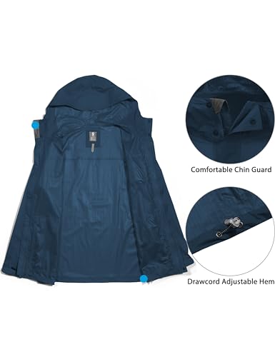 Image of Little Donkey Andy Men's Waterproof Rain Jacket Coat, Lightweight Raincoat Windbreaker with Hood for Golf Hiking, UPF 30