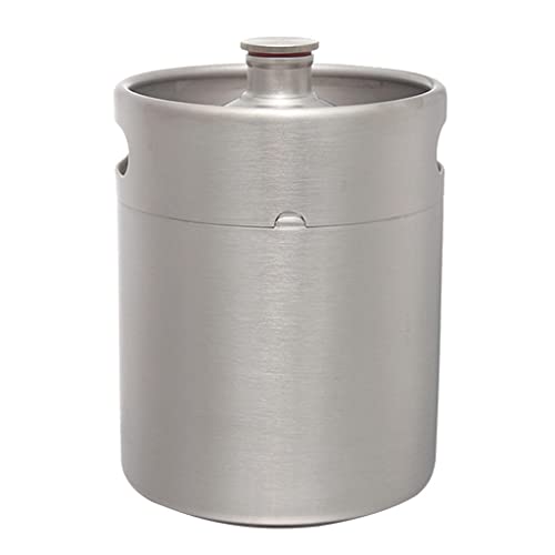 Pleayietoopiatiey Mini barril de cerveza de acero inoxidable, 2 L, color plateado
