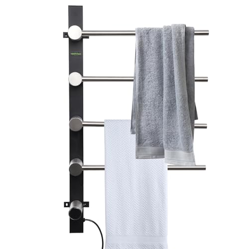 Heated Towel Rack - Electric Towel Heater with Timer | Towel Heater LED Display, Adjustable Temperature 4 Towel Drying Rack for Bathrooom