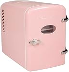Frigidaire rose Mini Refroidisseur personnel de réfrigérateur, 1 Gal Capacité convient à Six Canettes, Comprend des prises pour Home Outlet & DC chargeur - 9.84" D x 7.09" W x 10.35" H