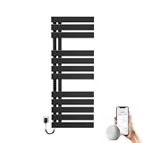 EMKE Elektrischer Badheizkörper 1300x500 mm, Intelligenter Handtuchwärmer mit WiFi-App-Steuerung, Timer & Thermostat, Handtuchheizkörper zur Wandmontage, 440 Watt, IP45, Schwarz