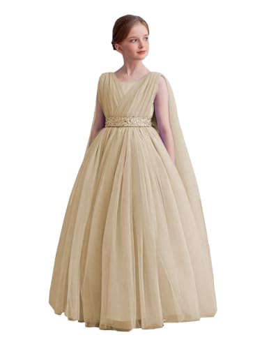 First Communion Dress Bow-Knot Sleeveless Tulle Flower Girl Dress for Wedding Party Dress 6-18 Years PY212