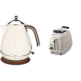 De'Longhi Kbov 2001.Bg Tetera Eléctrica, 2000 W, Acero Inoxidable, Beige + Ctov 2103.Bg - Tostadora Icona Vintage, 900...