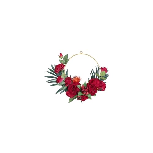 Couronne de fleurs de Noël artificielle, pack de 2 suspensions étanches extérieur