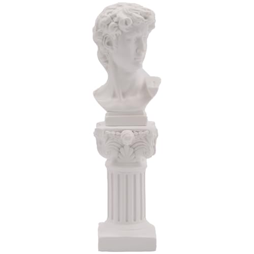 Auiurrer Greek Statue of David Bust Mythology Sculpture Mini Roman Pillars Greek Columns David Head Figurine for Roman Office Decor