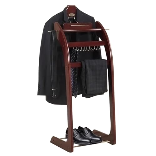 Soporte de madera con bandeja, colgador multifuncional con cajones y perchero para pantalones, para sala de estar, oficina, vestidor, elegante solución de almacenamiento