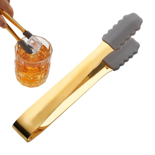 Pince à glaçons en acier inoxydable | Pince à glaçons en acier inoxydable | Pince à glaçons en silicone pour desserts alimentaires | Pinces antidérapantes pour glaçons