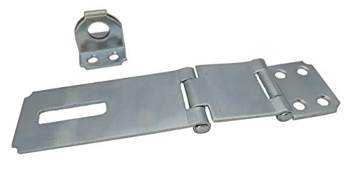 Image of QCAA Double Hinge hasp and Fixed Staple, Zinc Plated, 4-1 /2 inch, 1 Pack, Made in Taiwan