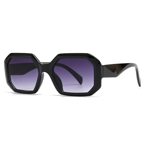 Lunettes de soleil carrées polygone au design rétro et verres dégradés