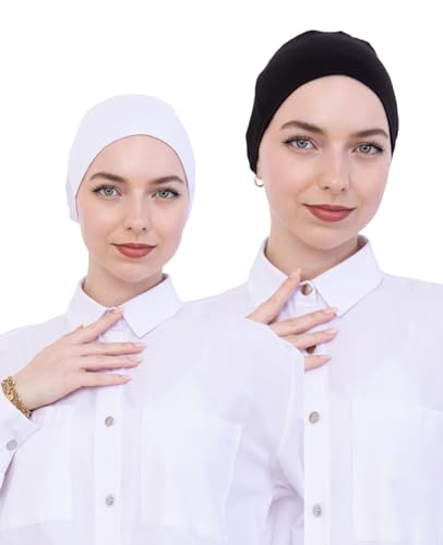 Prien 4 Pcs Undercap Hijab For Women, Head Scarf Turban Set, Cotton Muslim Cap, Islamic Bonnet Hat, Accessories For Prayer3