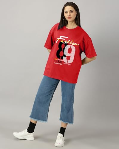 Image of Women's Printed Round Neck Oversized Longline Drop Shoulder Boho Style T-Shirt | Loose Fit Drop Shoulder | Soft Breathable Summer T-Shirt