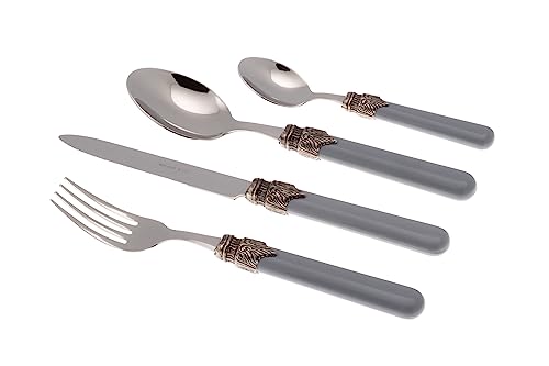 Rivadossi Sandro 1616S10 Set di Posate per 4 Persone, 16 Pezzi-Classic-100% Made in Italy, Artigianalità e Design, Acciaio Inox 18/10, Grigio