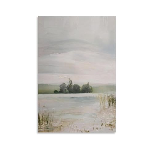 Rustic Serenity Lake View Canvas Painting for Bedroom Living Room