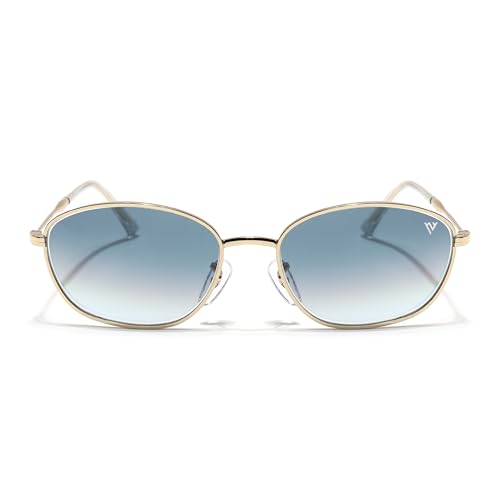 Image of Voyage Oval Polarized Sunglasses for Men & Women (Black Lens | Grey Frame - MG7625)