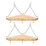 onsogi Fabric Wall Cubicle Corner Shelf with Hooks for Work Decor, Wooden Cubicle Organizer Storage Shelf with Hangers Cubicle Accessories for Women Men Desk, 2 Pack