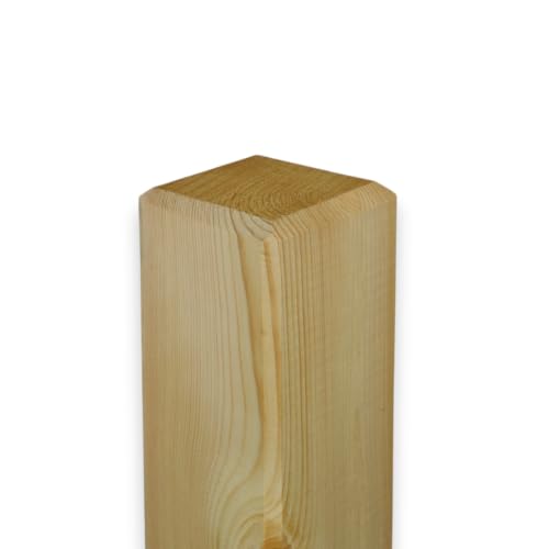 Poteau carré en bois 9 x 9 x 150 cm - Pin naturel du Sauerland - Poteau de clôture émoussé de 150 cm - Poteau en bois massif pour clôture, horticulture, abri de voiture et pergola