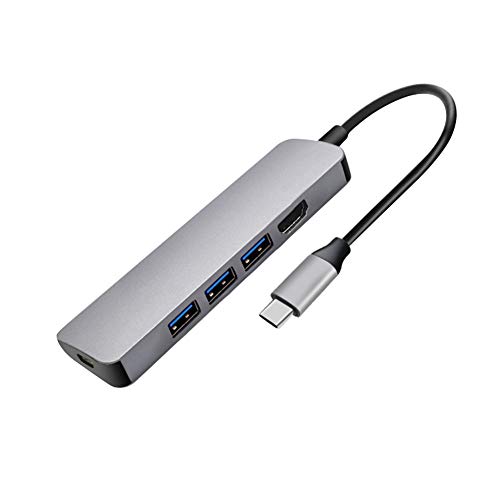 USB C-Hub-Multiport-Adapter Hub 5-in-1-Hub-Adapter Typ C auf HDMI USB 3.0 PD-Schnellladung Geeignet für Geräte mit Typ C-Schnittstelle
