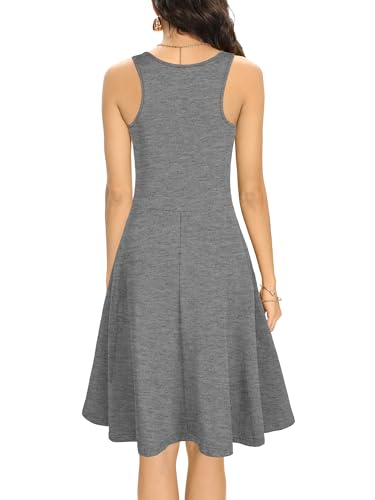 Image of Missufe Women's Sleeveless Racerback Flared Casual Plain Tank Dress