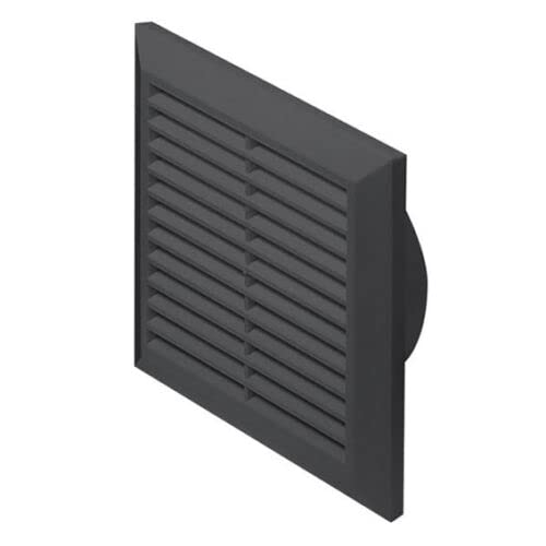 Graphite Air Vent Grille - 170mm x 170mm - with Fly Screen/Anti Insect and 100mm Duct Hose Pipe Connection – Ventilation Cover.
