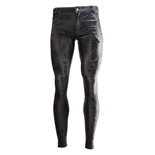 LESOYA Men's Fashion Soft PU Leather Pants Skinny Pencil Leggings Stretchy Long Trousers