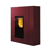 Der wasserführende Pelletofen der Firma Edilkamin in der Farbe bordeaux rot. Problemlo