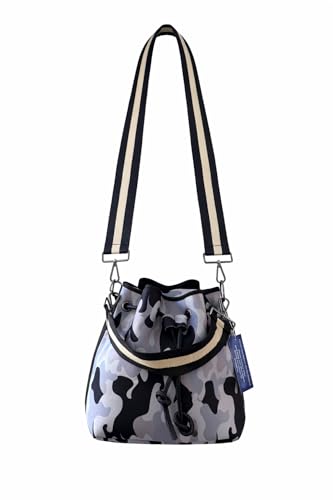 Image of Dallas Hill Mini Crossbody Handbag for Women, Black Crossbody Purse with Red & Silver Stripe,Adjustable Shoulder Strap