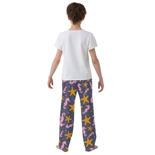 ZZXXB Lovely Seahorse Starfish Boys Long Pants Soft Trousers Elastic Waist Kids Lounge Bottoms with Pockets S-XL3
