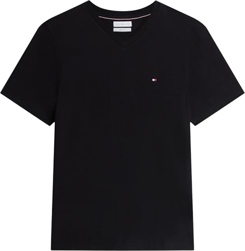 Tommy Hilfiger Herren T-Shirt Kurzarm Essential Tee mit V-Ausschnitt, Schwarz (Black), M – Ansicht 6