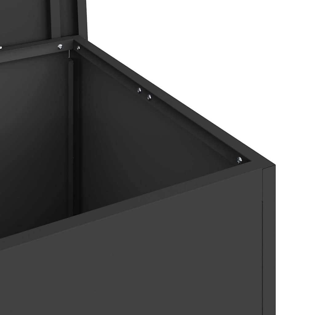 vidaXL Außenlagerbox Schwarz 80 x 50,5 x 50 cm Stahl, Garten- und Terrassenlager, wetterfeste Box, robuster MetalOrganizer, rechteckiger Industrieschrank