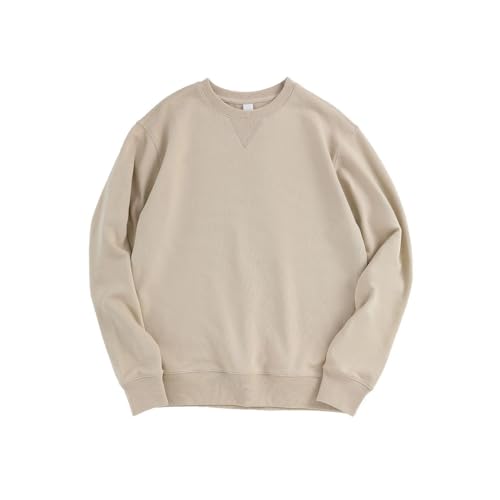 PANVER Men's Sweatshirt Lightweight Comfortable Casual Long Sleeves Pullover Youth Personality Trend Sportshirt Fashion Handsome Classic Tops A-Khaki M