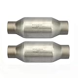 MAYASAF【2 PACK】 2.25" Inlet/Outlet Universal Catalytic Converter, w/o O2 Port&amp; Heat Shield (EPA Compliant)