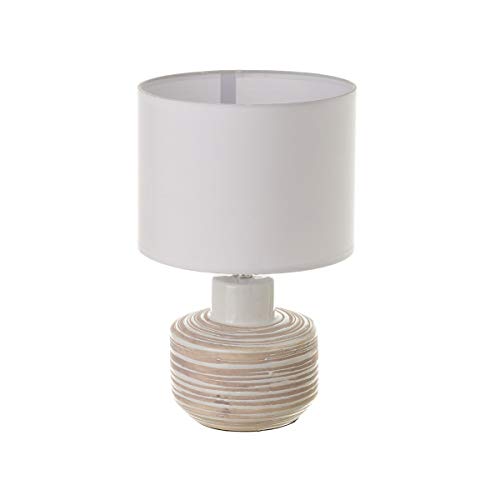 Lámpara de mesita de noche de cerámica blanca rústica para dormit...
