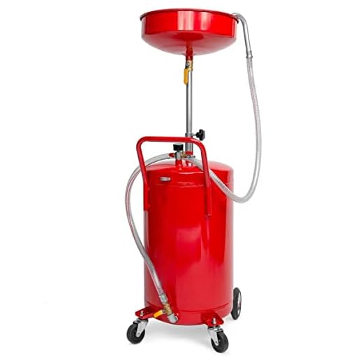 XtremepowerUS Industrial 20 Gallon Portable Waste Oil Drain Tank Air Operated Heavy Duty Height Adjustable, Red