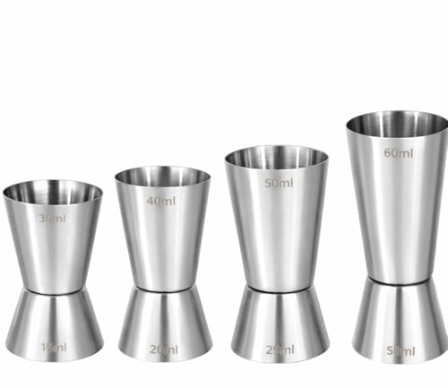 Image of Aquasleri Stainless Steel Double Sided Peg Measure Set | 15-30ml 20-40ml 25-50ml 30-60ml Jigger | Premium Bar Measuring Tool | Food Grade Rust Proof Cocktail Measure for Home Bar & Kitchen