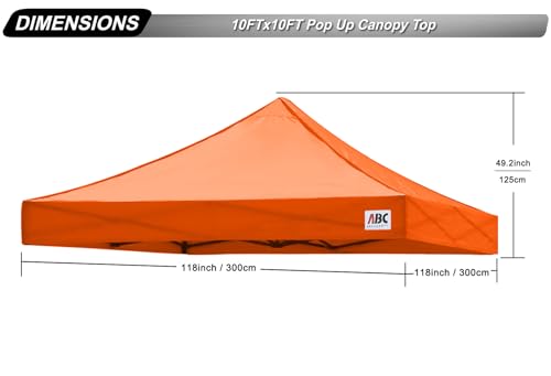 Image of ABCCANOPY Replacement Canopy Top for Pop Up Canopy Tent 10x10 Orange