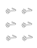 6pcs L en forma de anillos de nariz para mujer, cuadrado transparente CZ nariz tachuela, 18g 3mm, Metal, Sin gemas.