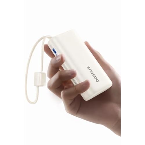 Baseus Mini Power Bank Fast Charging 67W, 10000mAh Small Portable Phone Charger Built-in Dual USB C Braided Cable, Travel Essential Battery Pack for iPhone 17/16/15, iPad, Samsung Galaxy S25