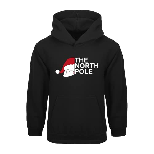 SMARTYPANTS North Pole Hoodie Pullover - Novelty Father Christmas Santa Claus Funny Merry Xmas Festive Eve Sports Outdoors Kids Childs Stocking Fillers Presents Gifts (Medium, Black)