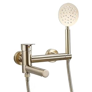 NESHO Gebürstetes Gold Badewannenarmatur Set