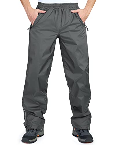 33,000ft Men's Grey Rain Pants, Waterproof & Windproof, Hiking, Fishing, Cycling, Size 32W x 32L