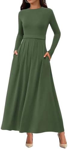 BTFBM Long Sleeve Dress for Women Winter Clothes 2025 Pockets Business Casual Pleated Fall Wedding Guest Dresses