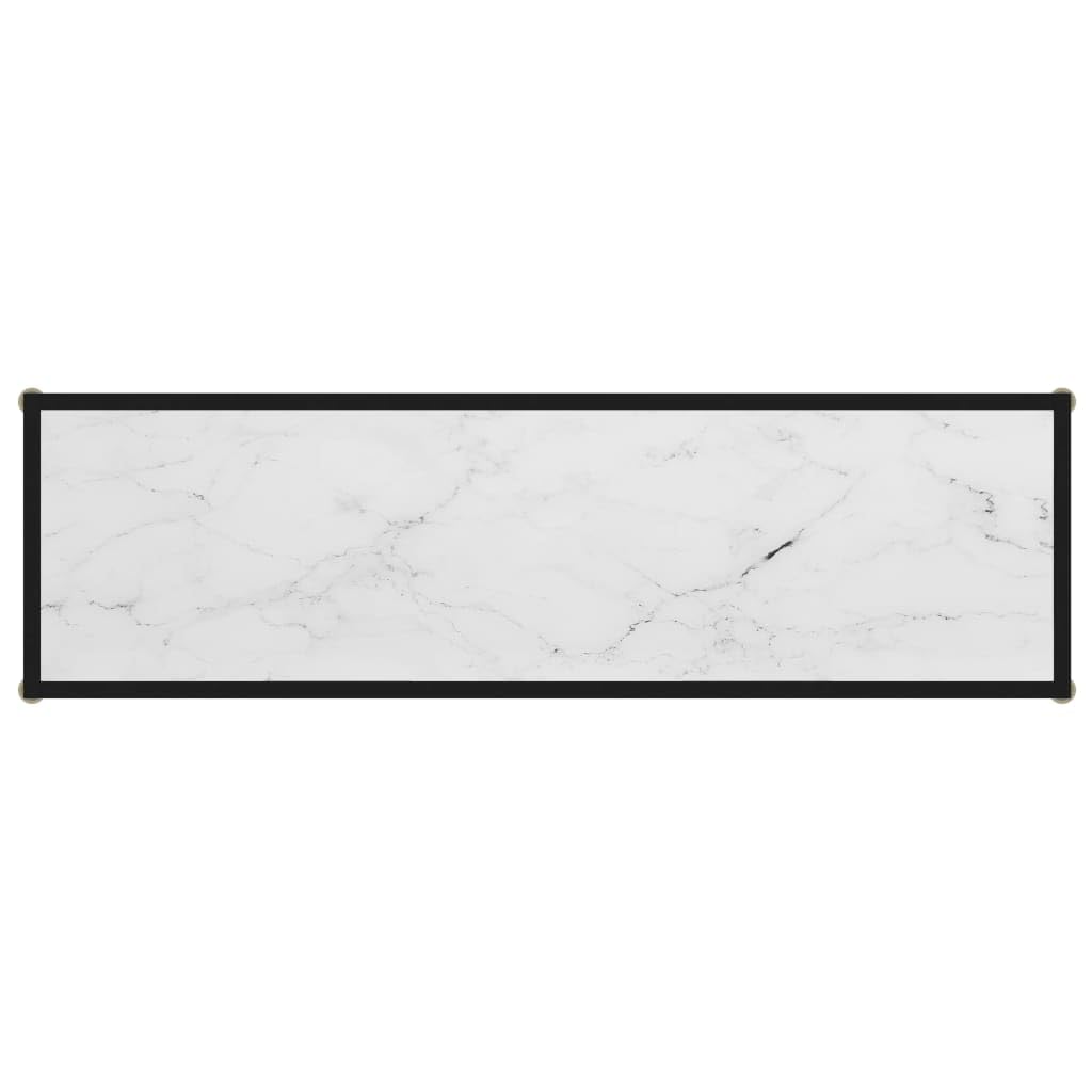 Stolik konsolowy, biały, 120 x 35 x 75 cm, płyta ze szkła hartowanego, malowana proszkowo rama stalowa, wygląd marmuru, stabilny do salonu, korytarza, przedpokoju, dodatkowe miejsce do